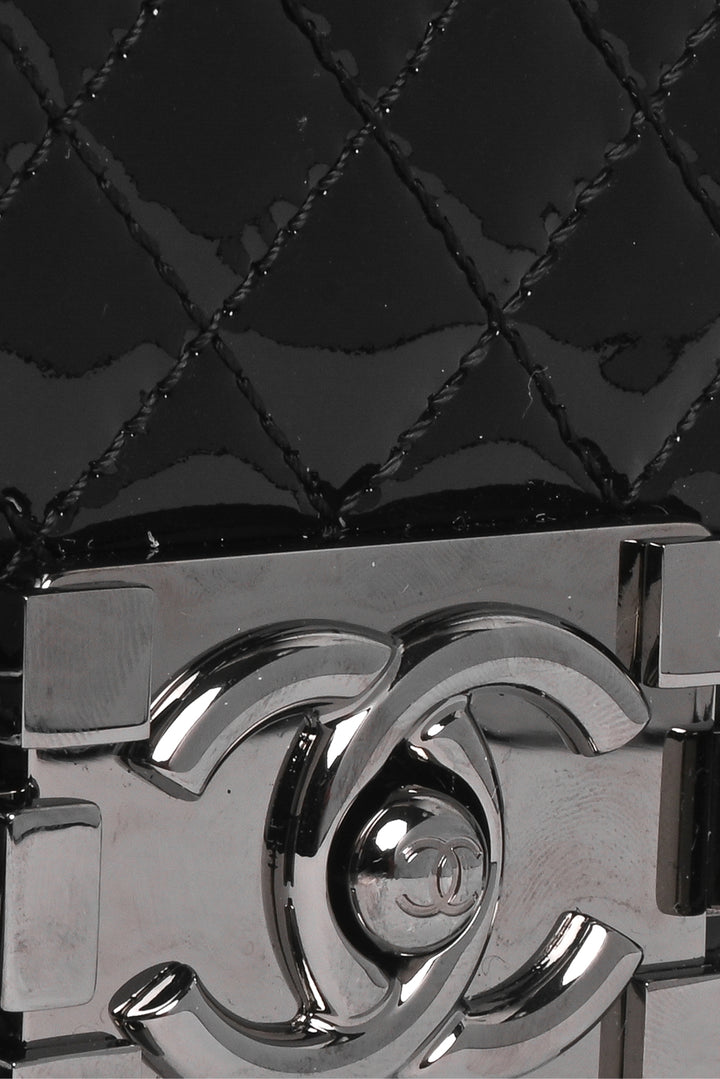 Chanel 2013-2014 Patent Chevron Quilted Small Boy Bag