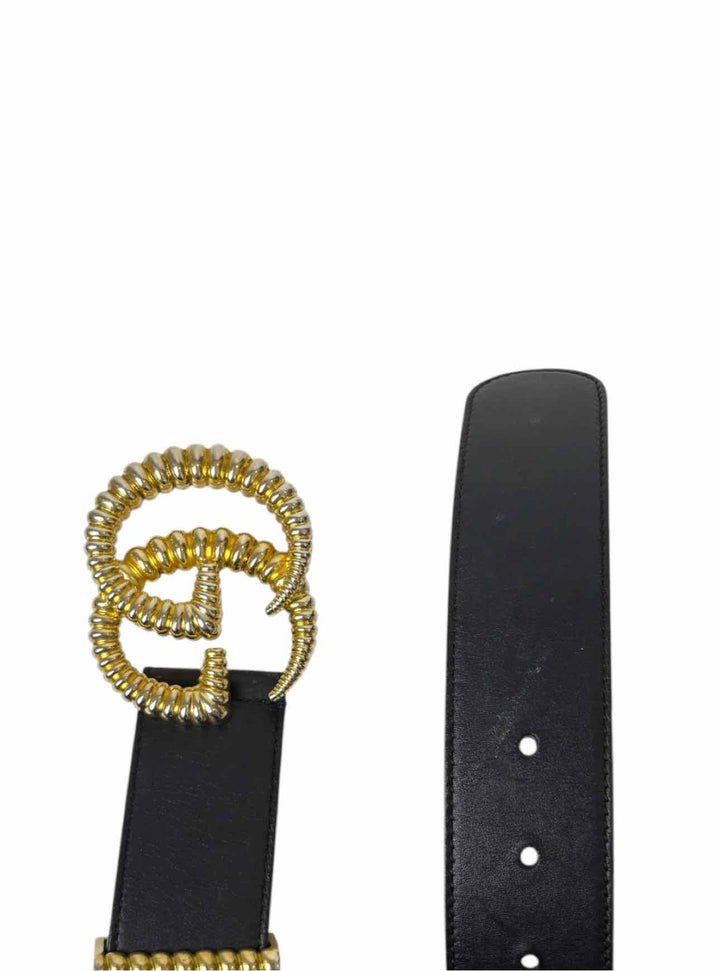 Gucci Size 32 Torchon Logo Buckle Leather Belt