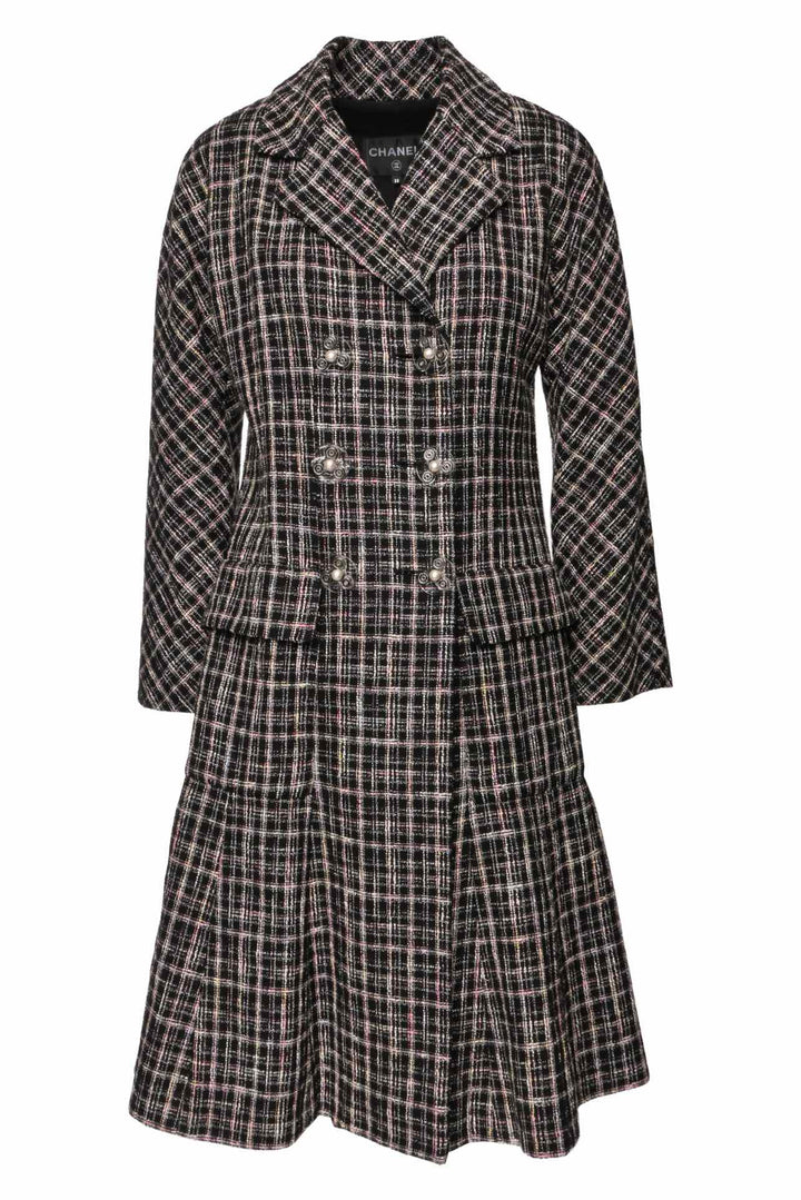 Chanel Size 38 Spring 2018 Plaid Print Tweed Coat