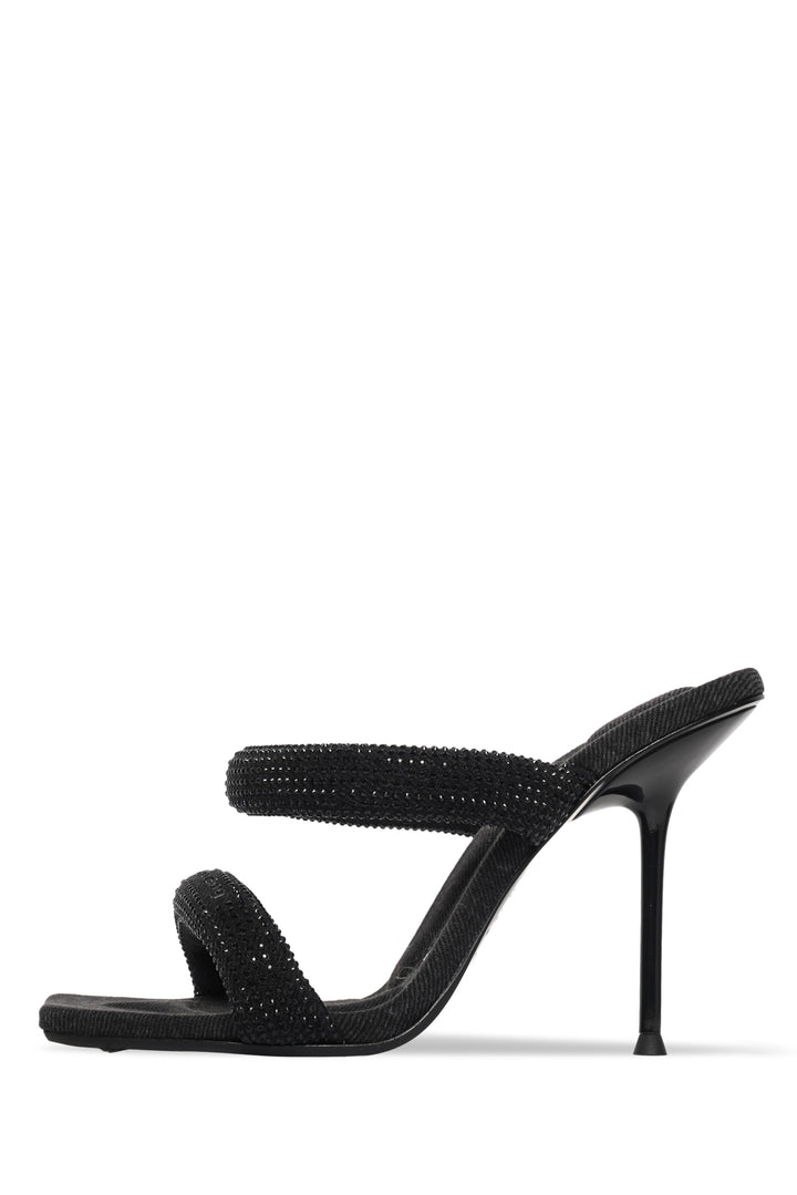 Alexander Wang Size 38 Julie Tubular Crystal Embellished Washed Denim Sandals