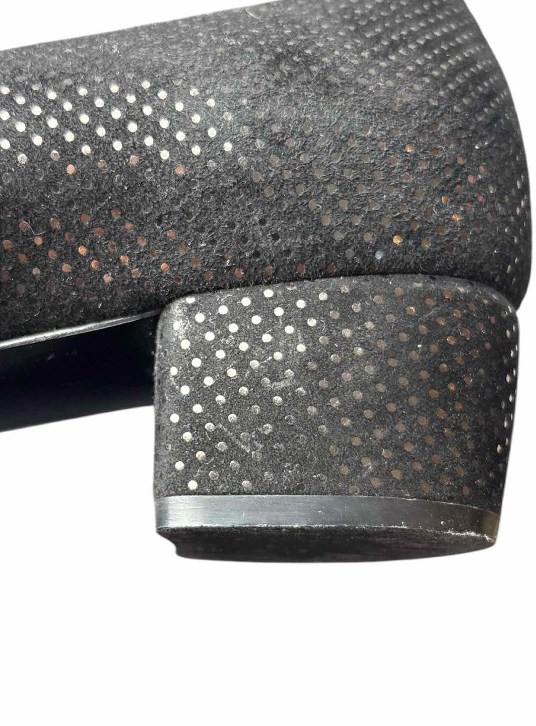 Ferragamo Size 8.5 Vara Bow Metallic Gold Dot Suede Pumps