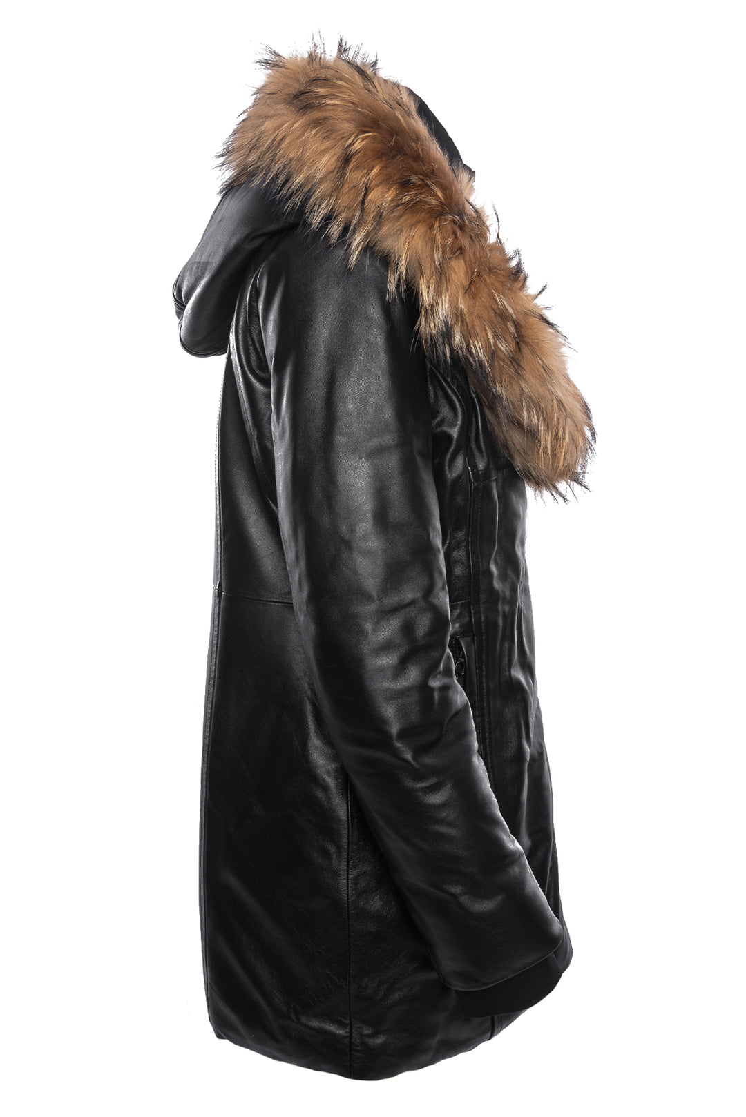 Rudsak Size L Leather and Fur Puffer Parka Coat