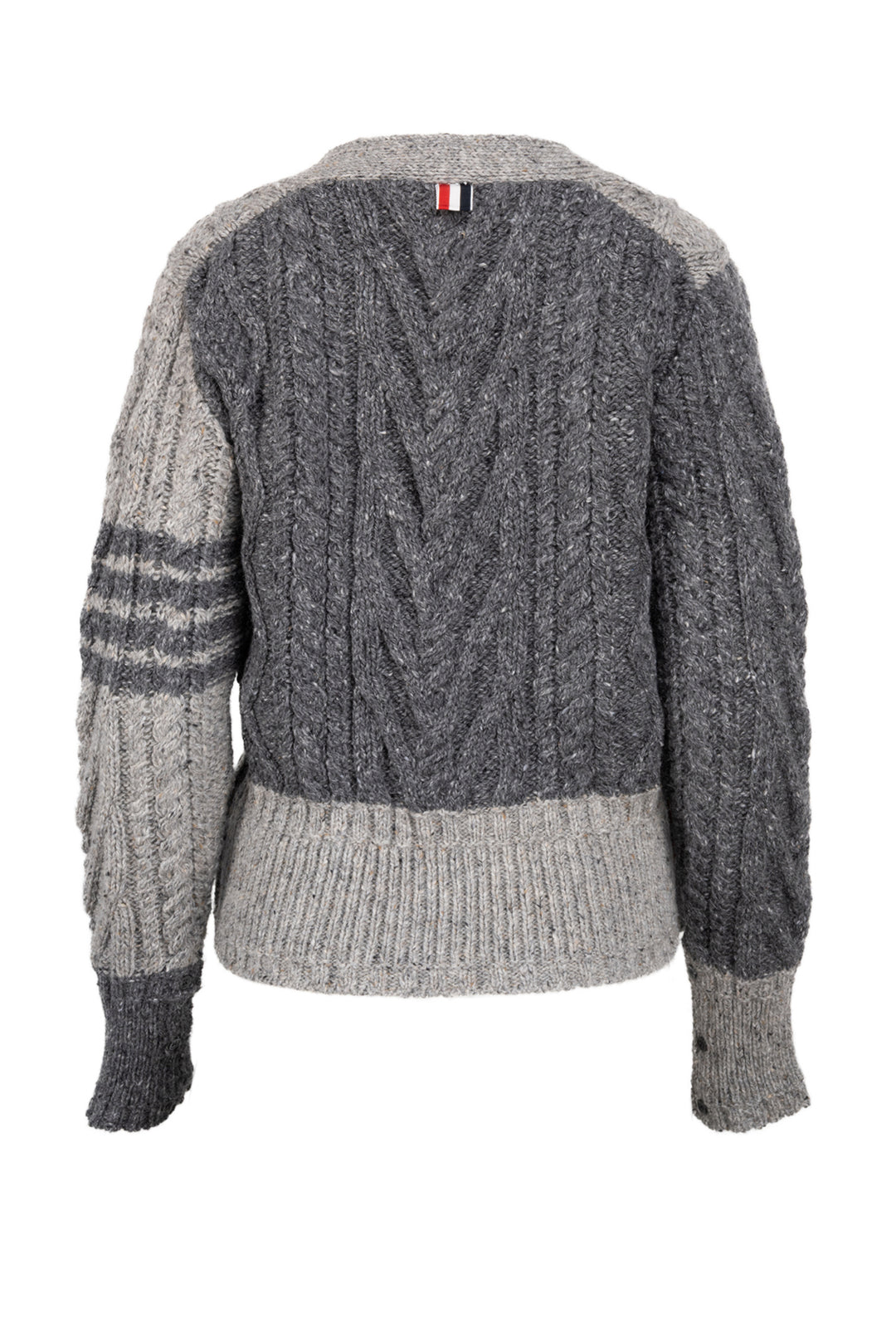 Thom Browne Size 1 Mohair & Wool Tweed Aran Cable Classic 4-Bar Cardigan