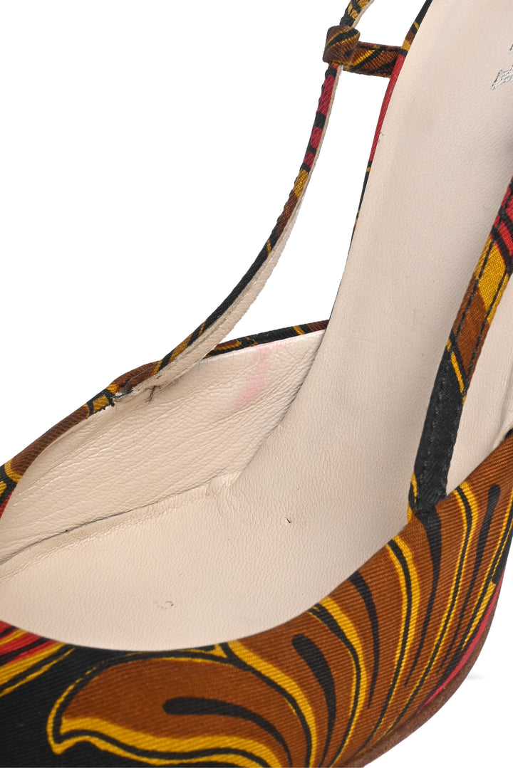 Prada Size 40 Floral Printed Slingback Pumps