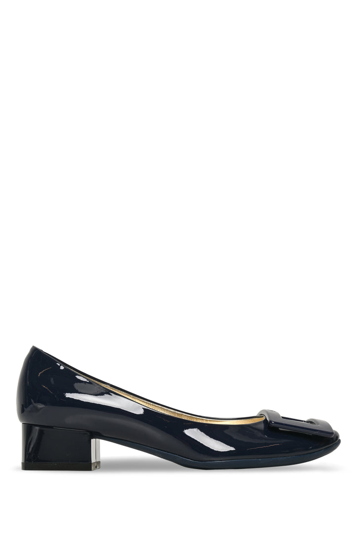 Roger Vivier Size 35 Patent Leather Buckle Block Heel Pumps
