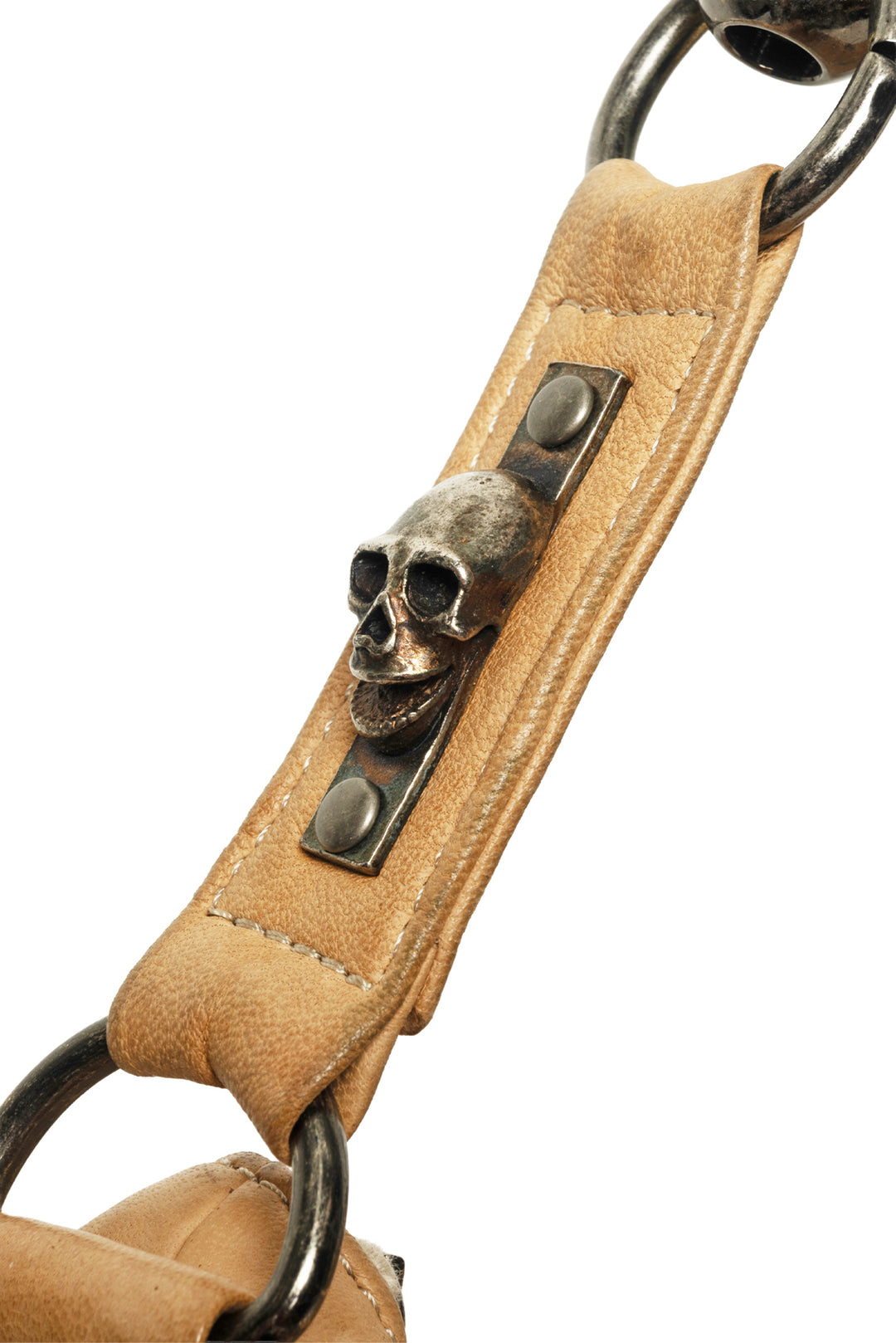 Thomas Wylde Skull & Suncross Studded Distressed Leather Hobo