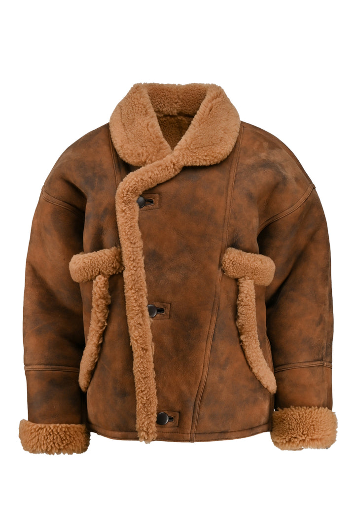 Sandro Size 34 Weber Distressed Shearling Jacket