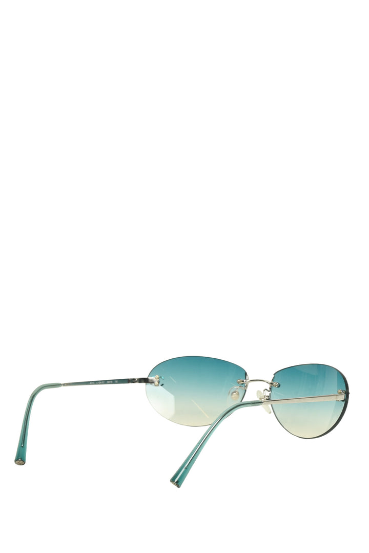 Chanel Vintage CC Logo Rimless Green Tinted Eyewear
