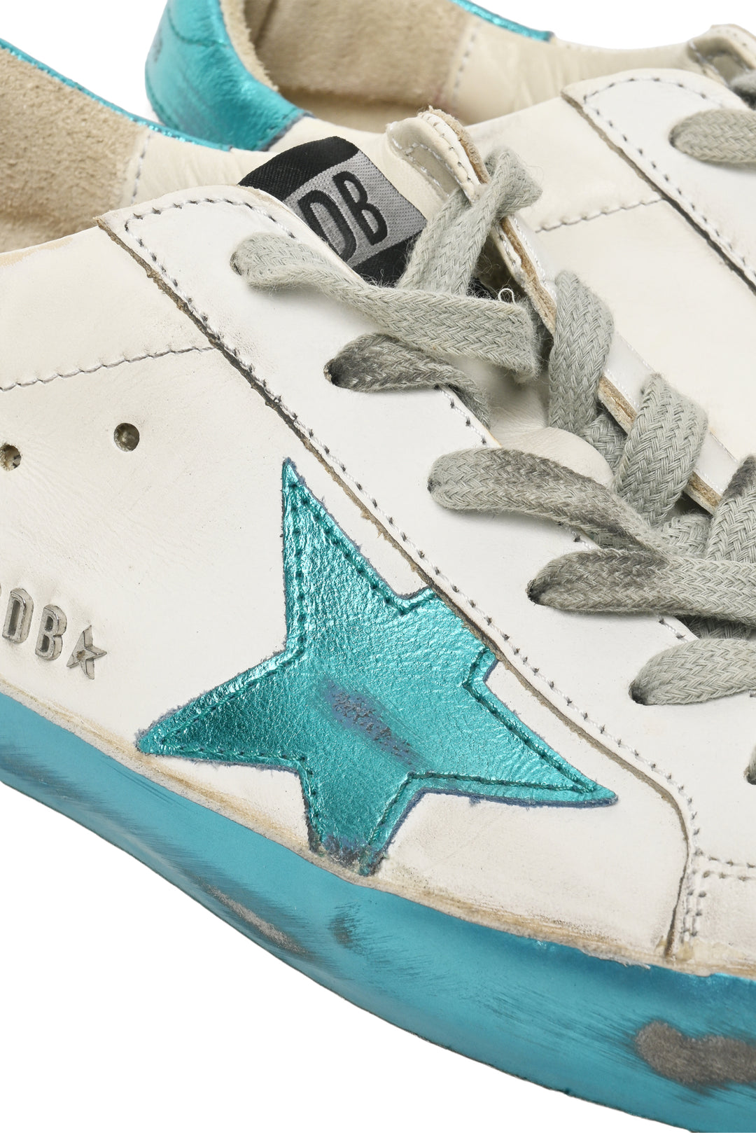 Golden Goose Size 37 Superstar Distressed Metallic Leather Low Top Sneaker
