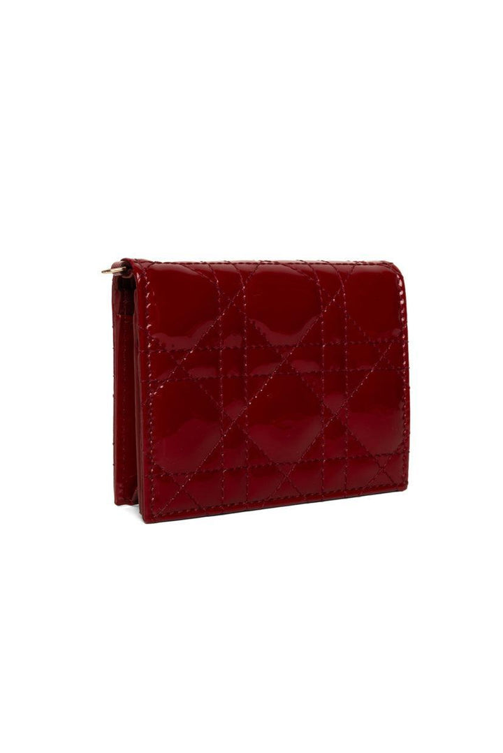 Christian Dior Patent Cannage Calfskin Mini Lady Dior Gardenia Wallet