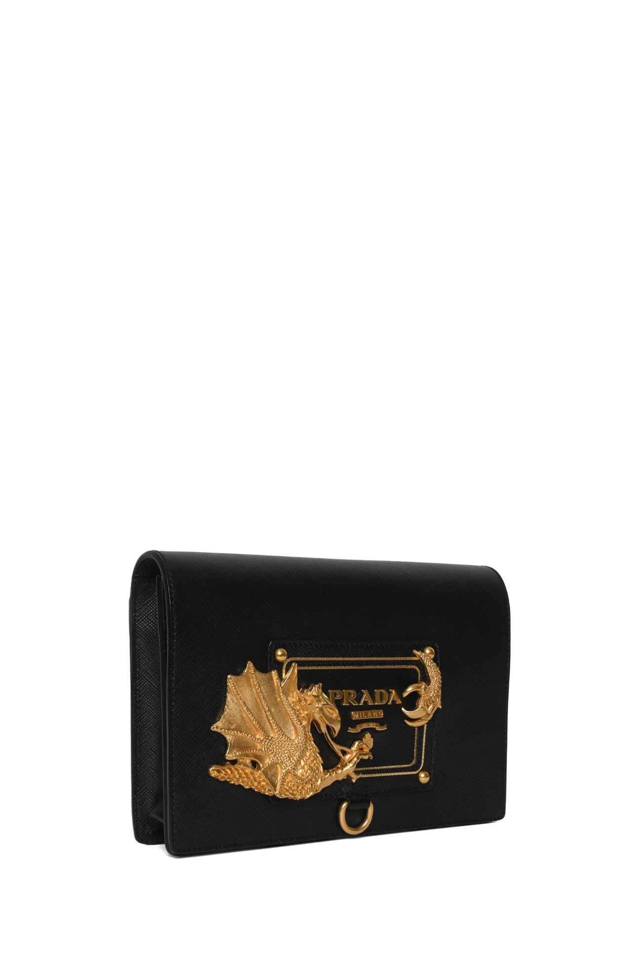 Prada Saffiano Leather Animalier Cahier Dragon Crossbody - Luxury
