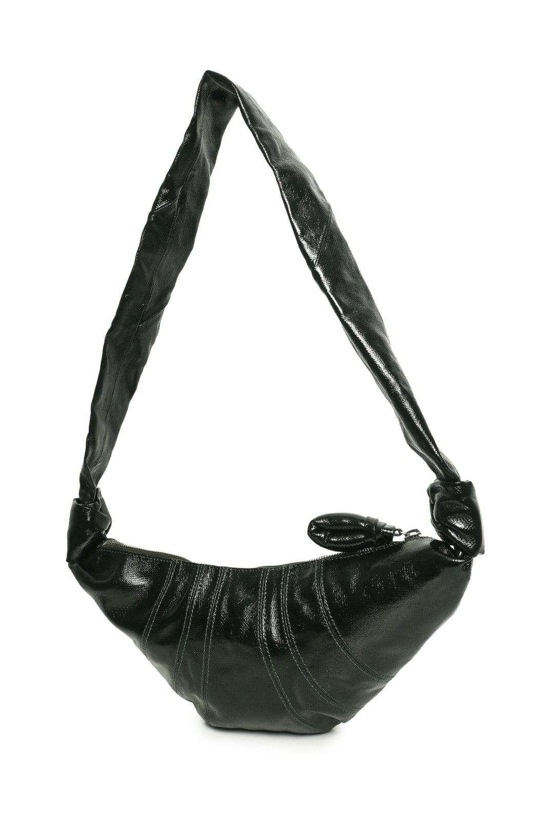 Lemaire Dark Forest Green Small Coated Canvas Croissant Crossbody Bag