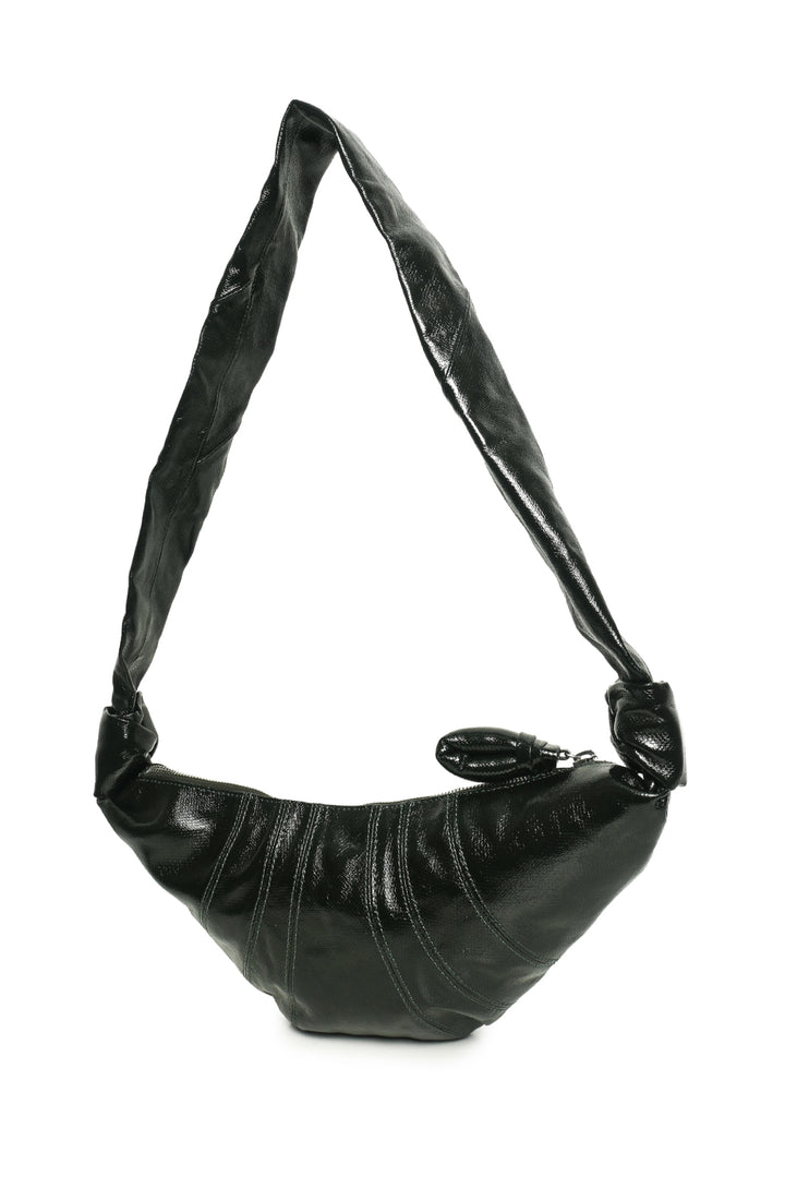 Lemaire Dark Forest Green Small Coated Canvas Croissant Crossbody Bag