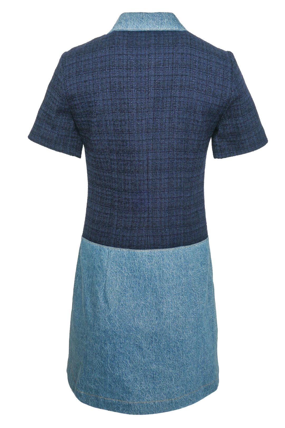 Sandro Size 34 Brooke Denim & Tweed Mini Shirt Dress