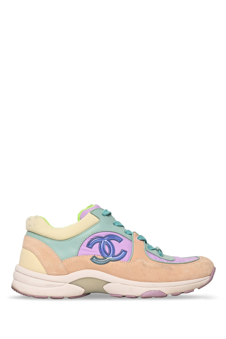Chanel Size 39 Nylon, Leather & Suede Colorblock CC Sneaker