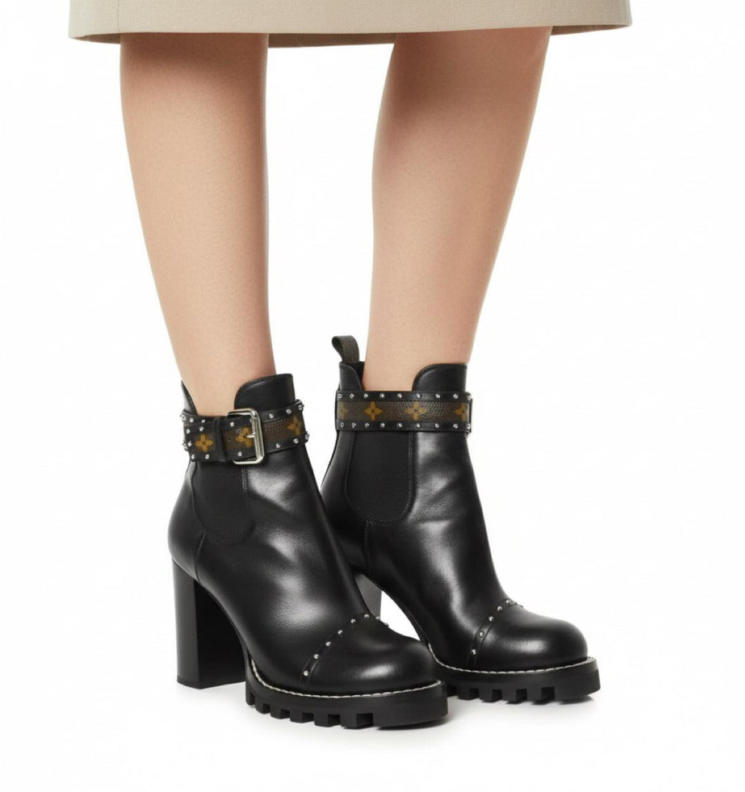 Louis Vuitton Size 41 Leather Studded Combat Boots