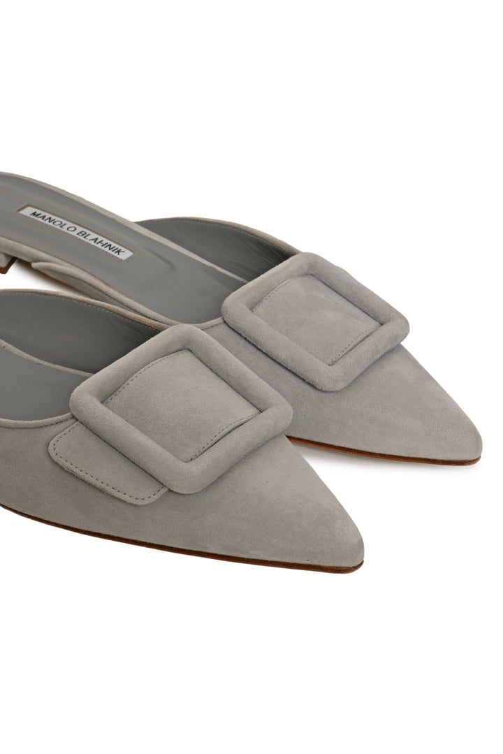Manolo Blahnik Size 39.5 Maysale Suede Mules