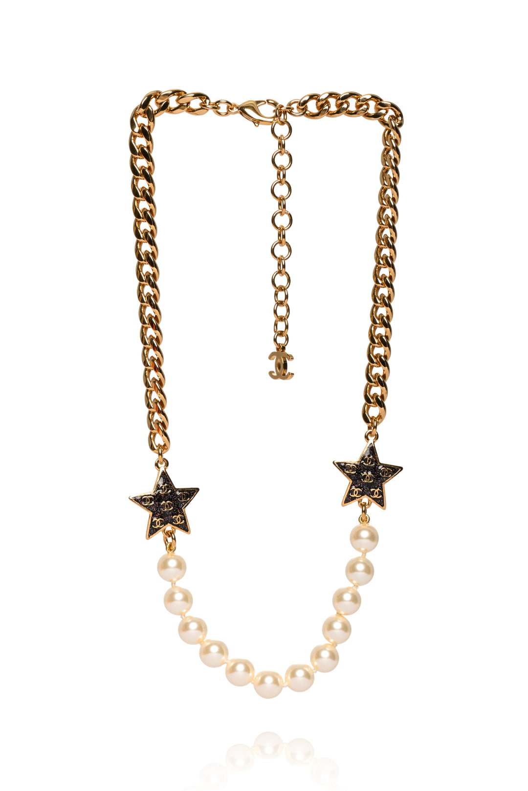Chanel 2024 Faux Pearl & Crystal CC Star Choker Necklace