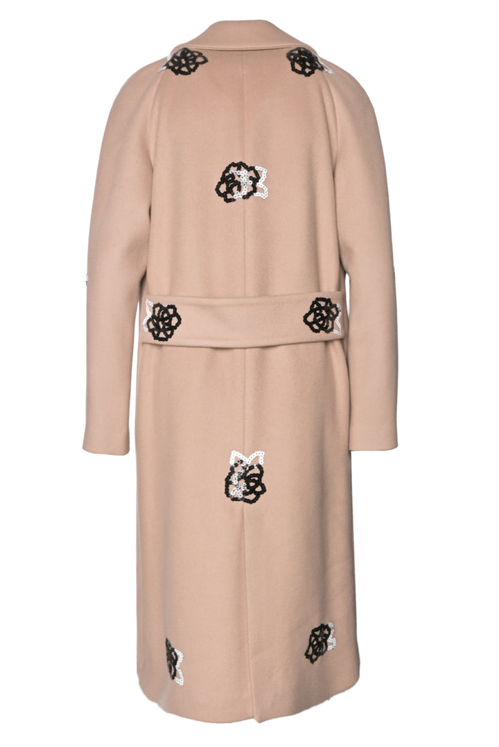 Christopher Kane Size 6 Sequin Flower Embellished Wool Coat