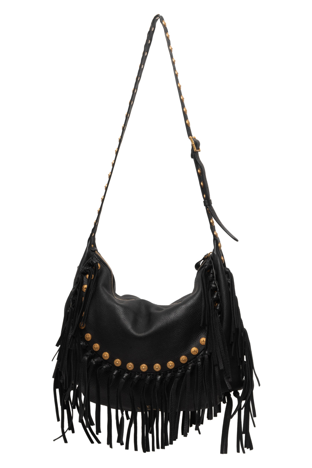 Valentino C Rockee Studded Fringe Hobo Bag