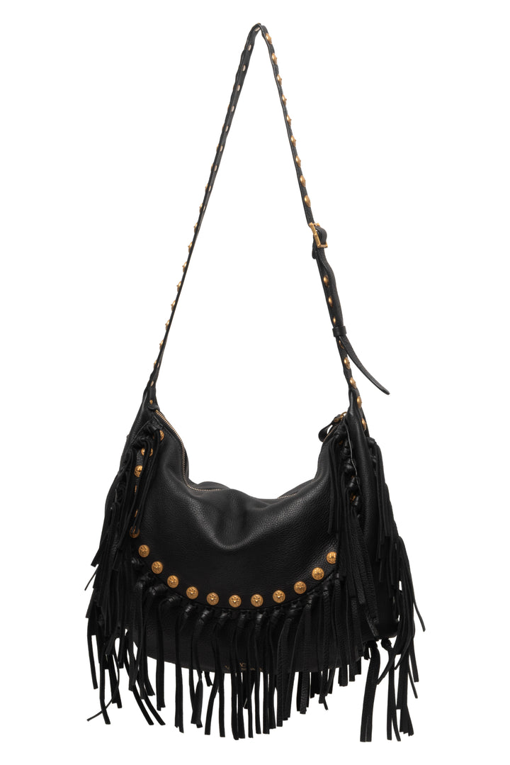 Valentino C Rockee Studded Fringe Hobo Bag