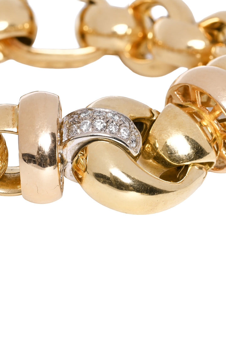 18K White, Yellow and Rose  Gold Bracelet With Diamonds