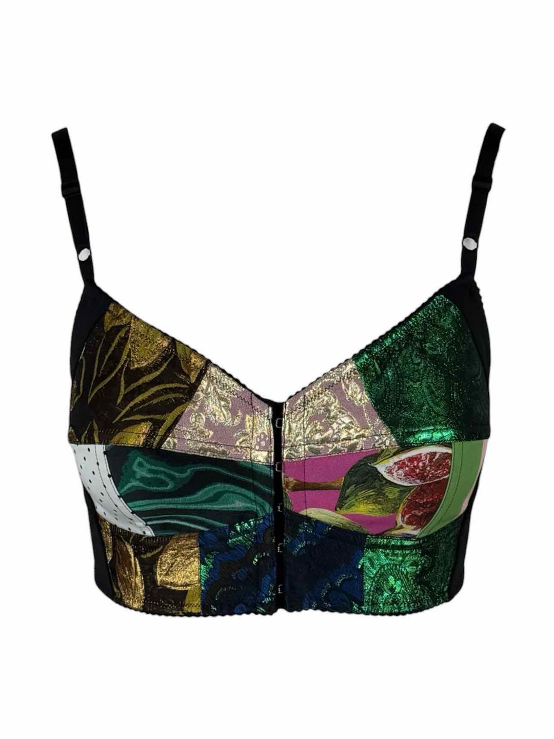 Dolce & Gabbana Size 40 Patchwork Jacquard Crop Bustier