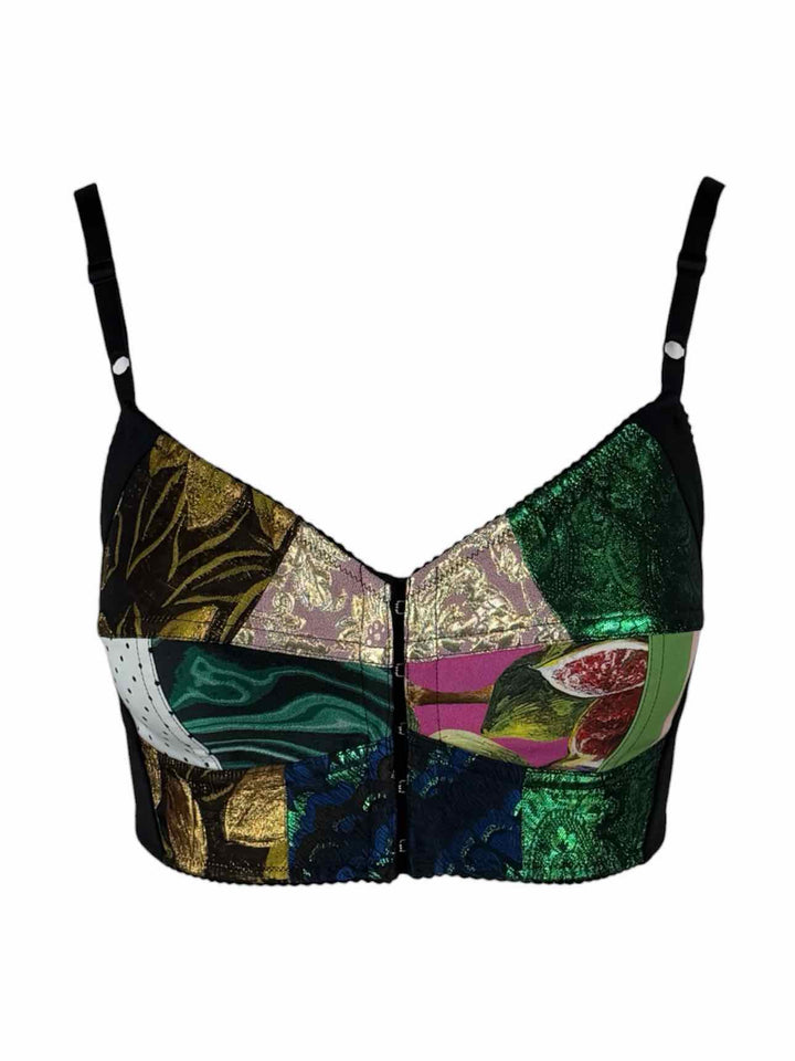 Dolce & Gabbana Size 40 Patchwork Jacquard Crop Bustier