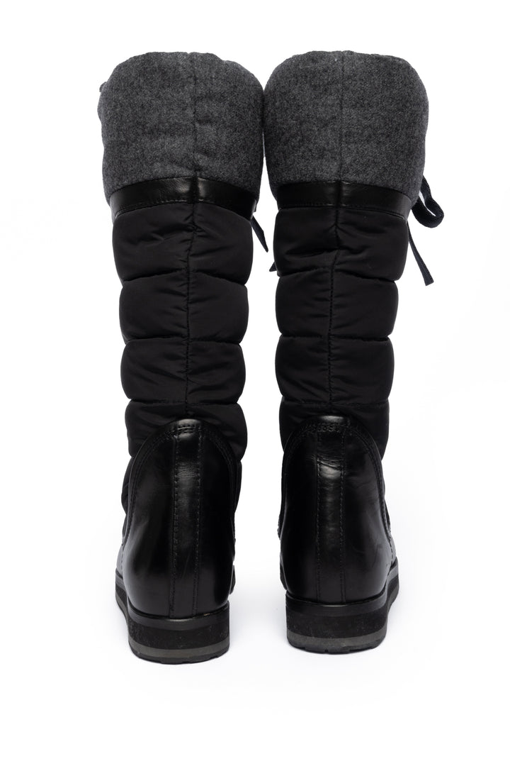 Moncler Size 37 Quilted Nylon & Leather Boots