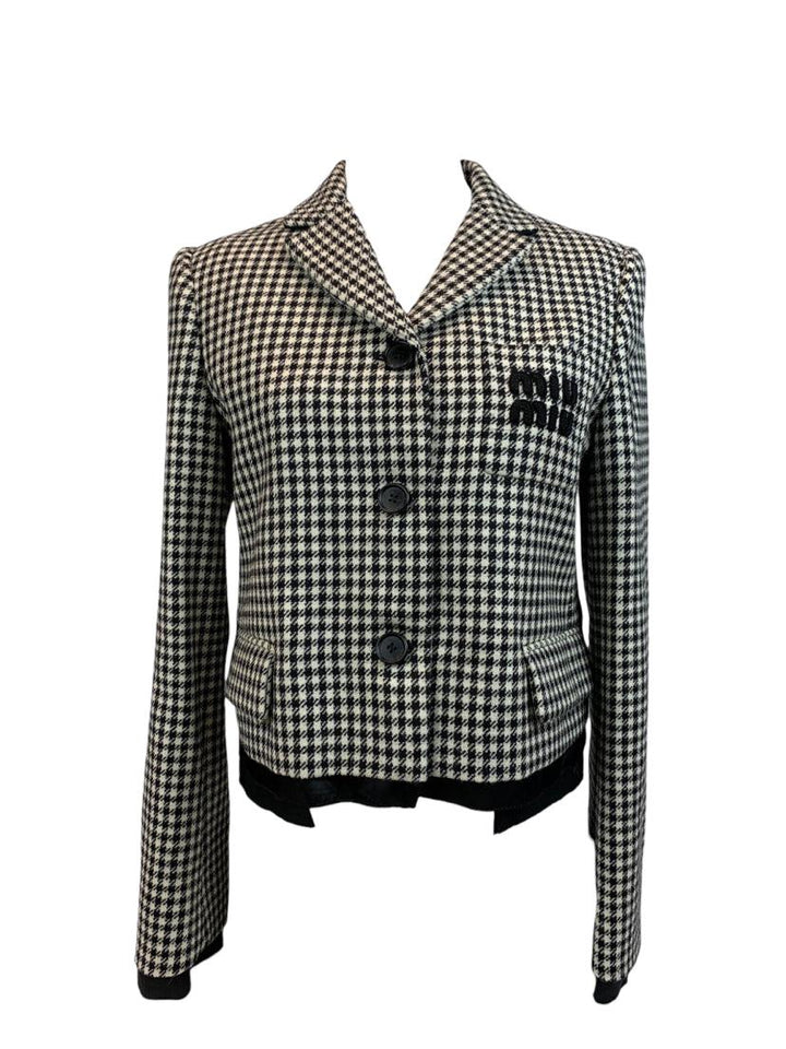 Miu Miu Size 42 2023 Houndstooth Cropped Blazer