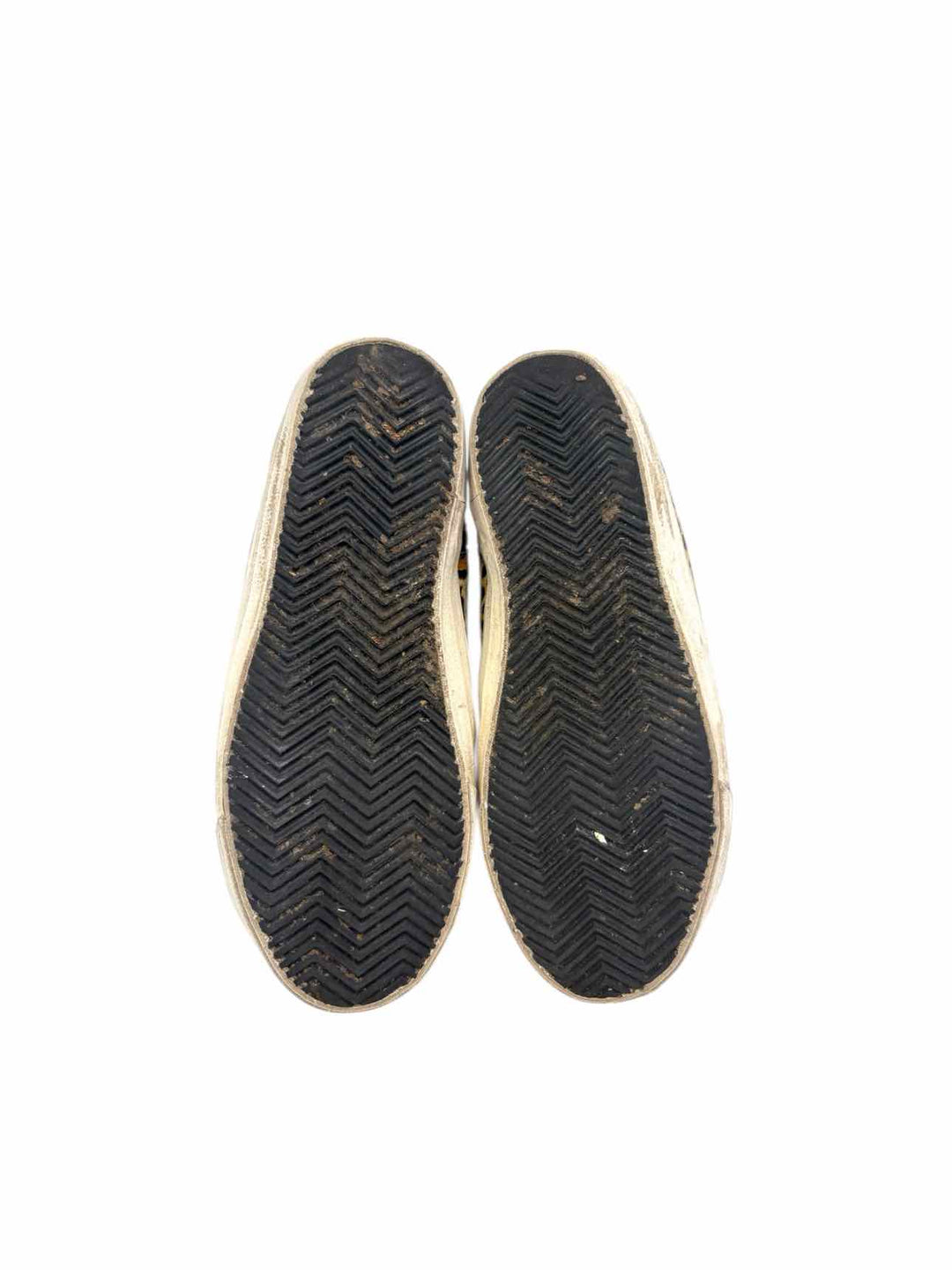Golden Goose Size Slide Distressed Shearling Lined Leopard Print Suede Sneaker