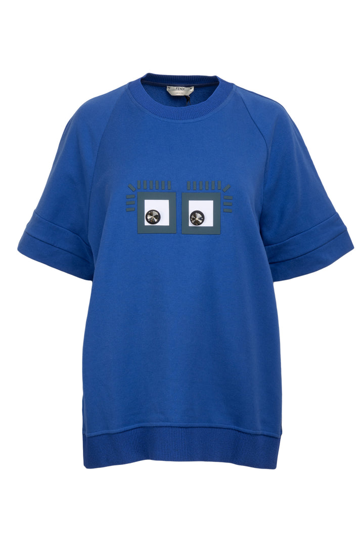 Fendi Size 44 Short Sleeve Crystal Eyes Sweatshirt