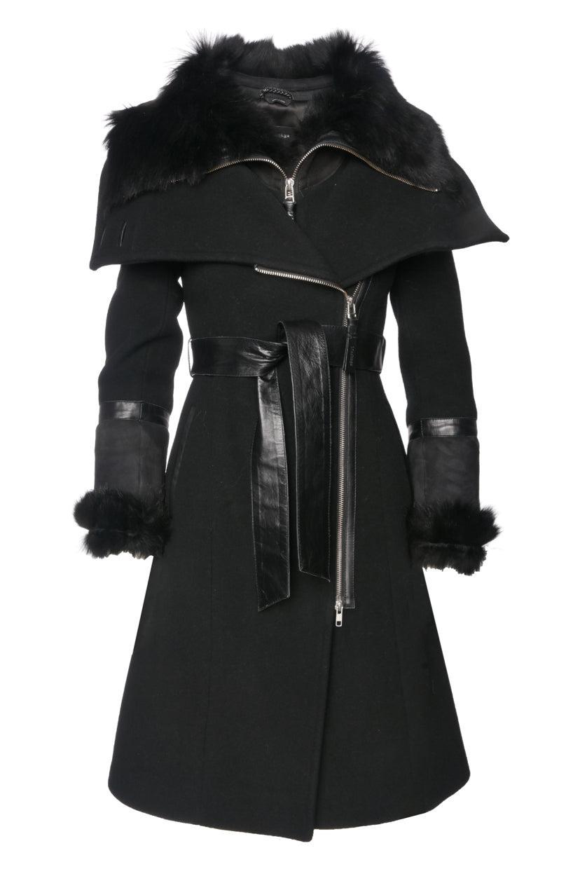 Mackage Size XS Isabel Fur Trimmed Wool Blend Coat