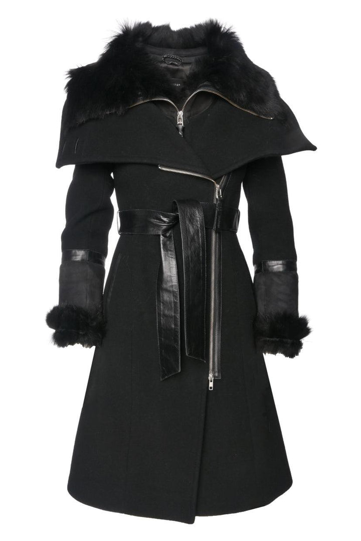 Mackage Size XS Isabel Fur Trimmed Wool Blend Coat