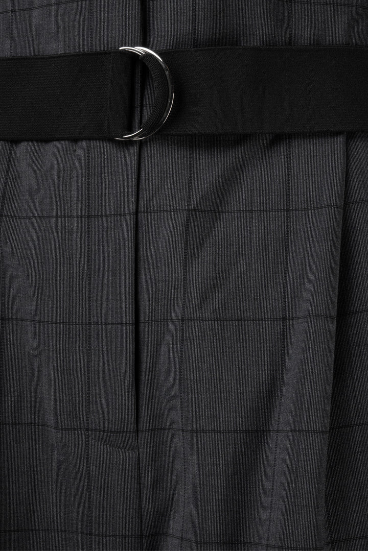 Tibi Size 2 Belted Wide Leg Windowpane Printed Pants