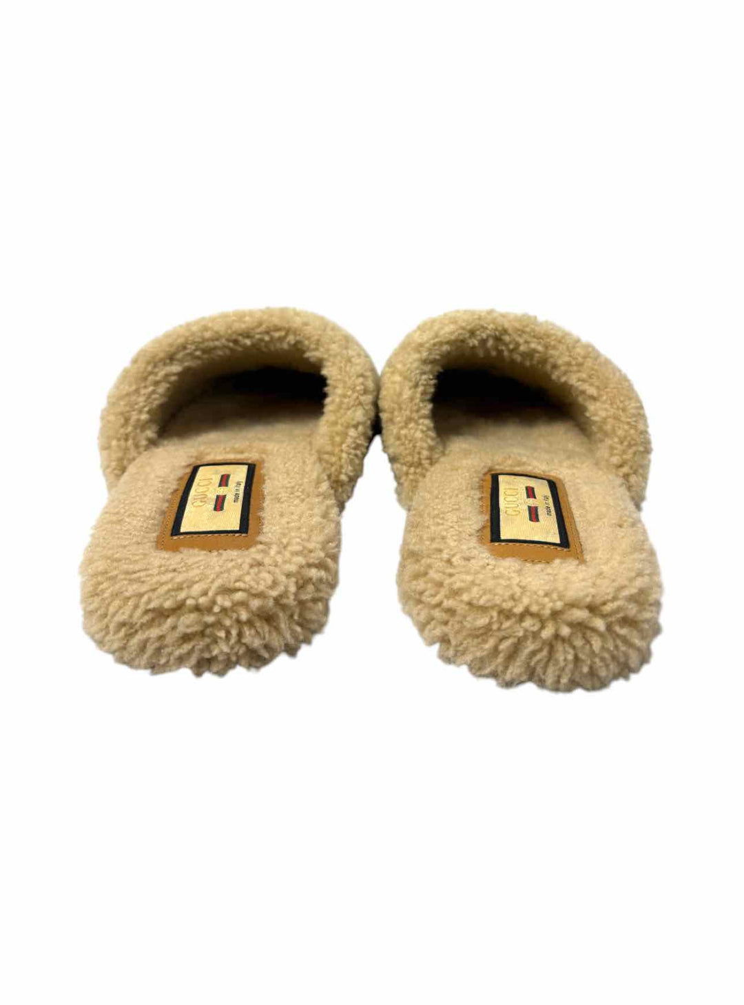 Gucci Size 38 Eileen Shearling GG Logo Slipper Flats