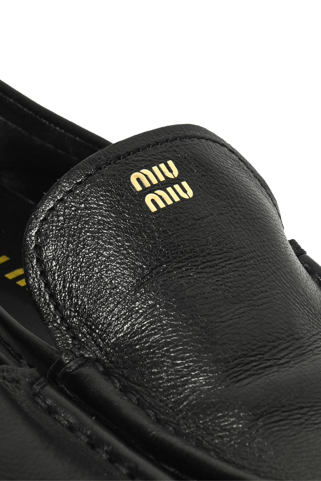 Miu Miu Size 37 Buffalo Leather Logo Loafers
