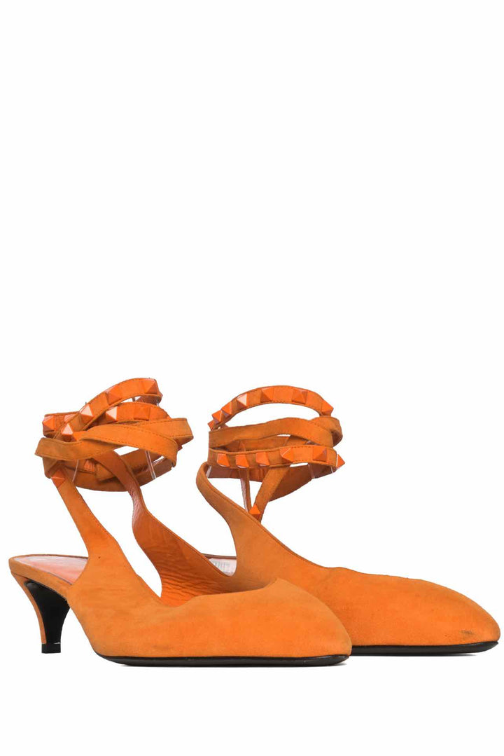 Valentino Size 41 Suede Rockstud Slingback Pumps