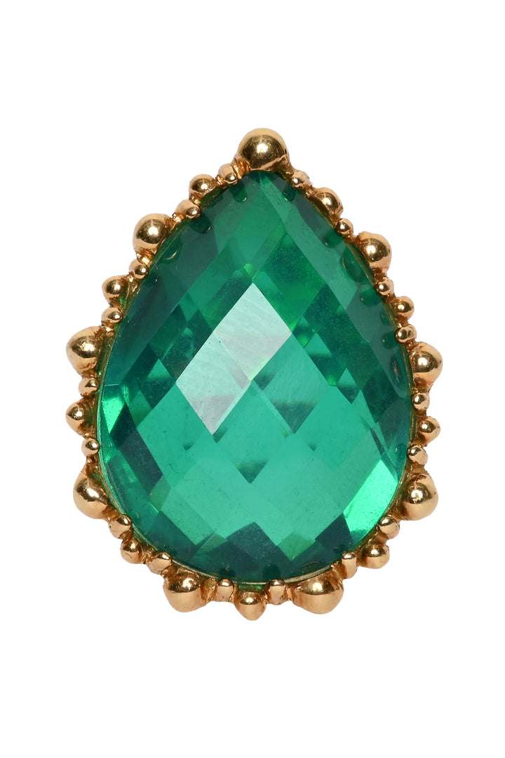 Anzie Size 6 18K Yellow Gold Green Quartz Ring