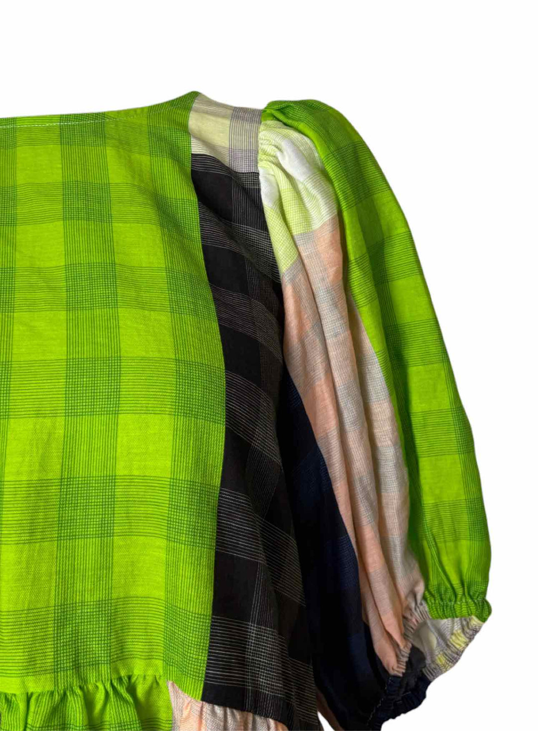 Stine Goya Size M Liw Checked Jacquard Peplum Tops