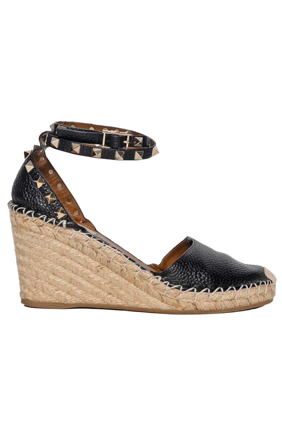 Valentino Size 38 Rockstud Espadrille Wedges