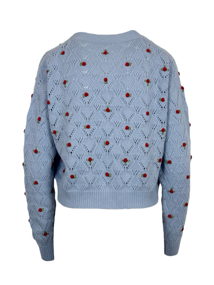 Miu Miu Size 42 2020 Rose Embroidered Cashmere Cardigan