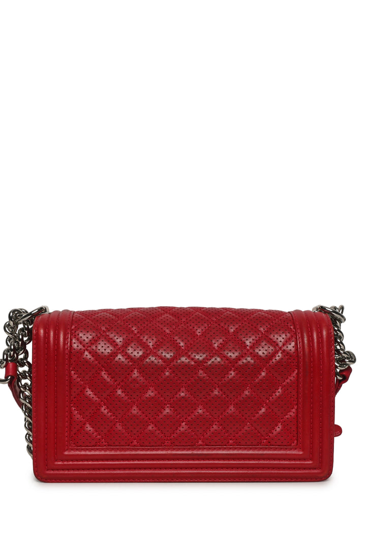 Chanel 2014 Perforated Leather Medium Boy Shoulder Bag