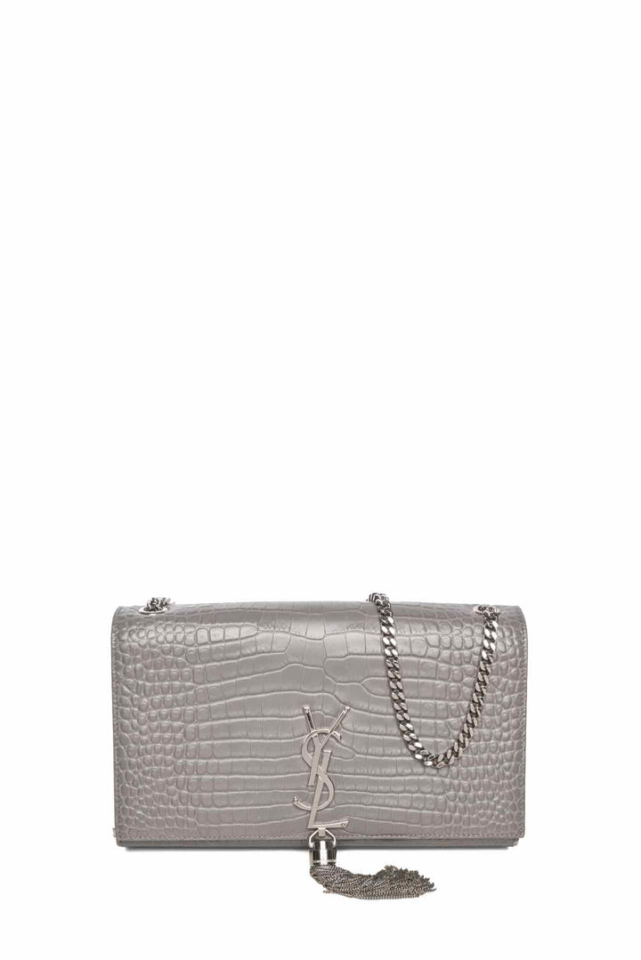 Saint Laurent Croc Embossed Medium Kate Tassel Bag