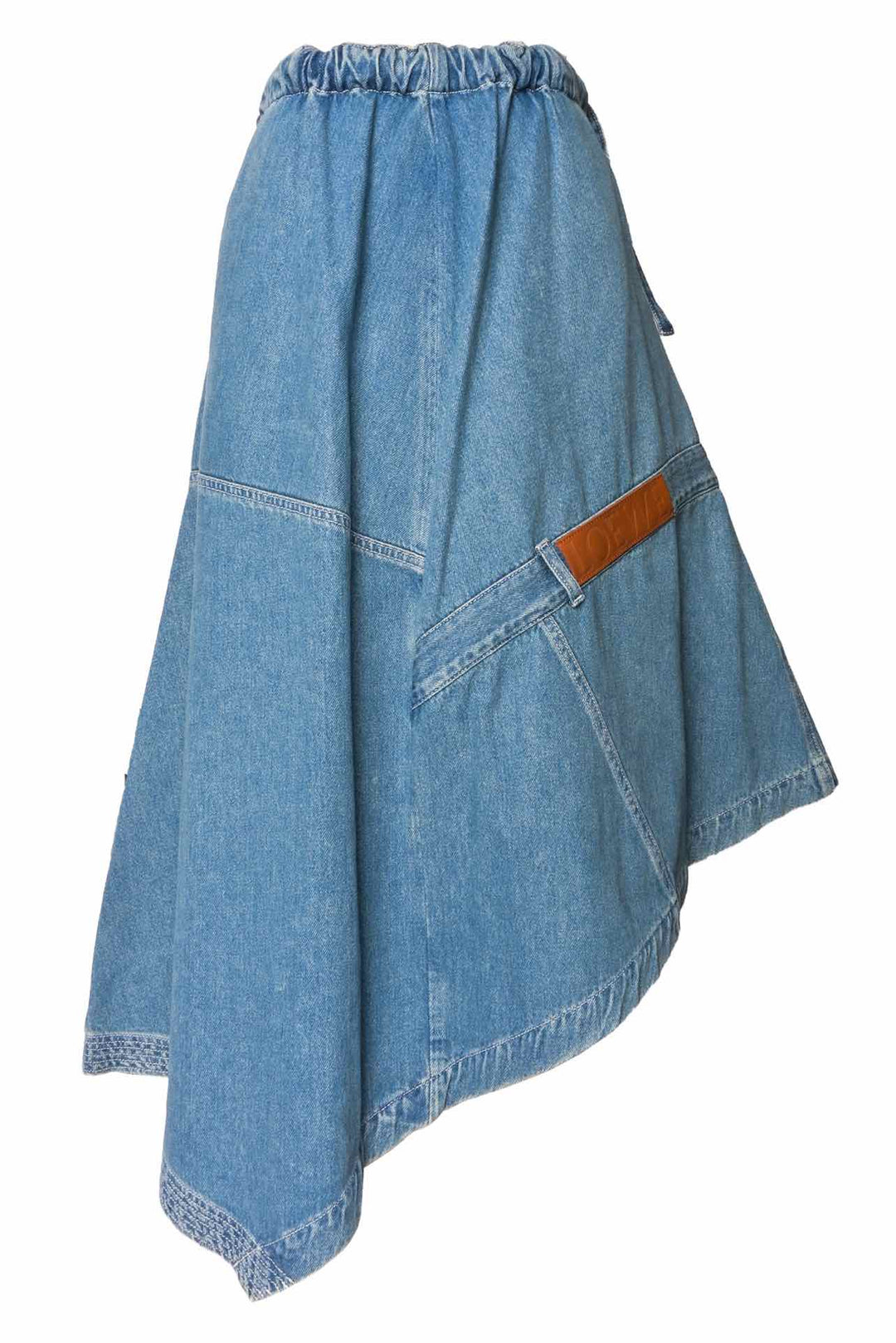 Loewe Size 36 Patchwork Asymmetrical Denim Skirt