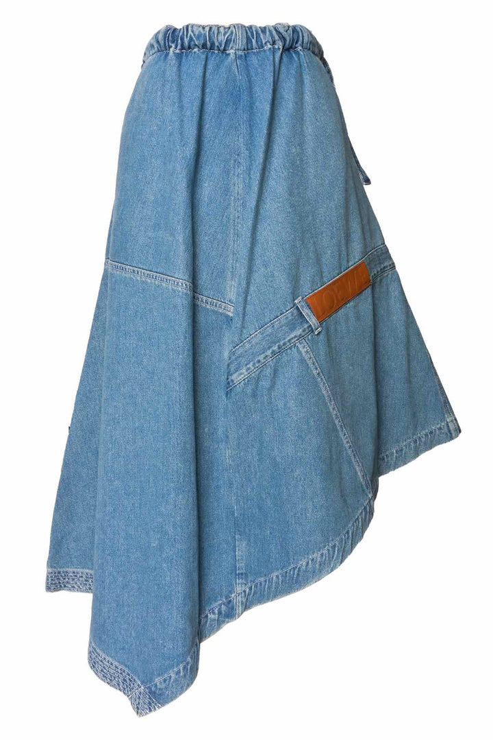 Loewe Size 36 Patchwork Asymmetrical Denim Skirt