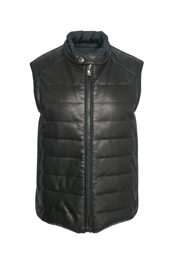 Corneliani Size 40 Men's Reversible Quilted Lambskin Down Vest