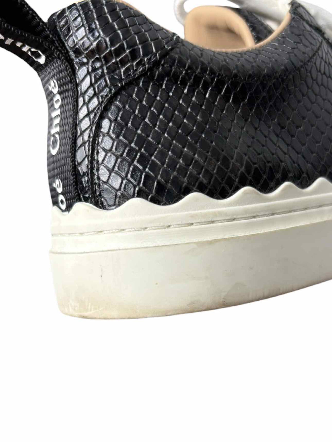 Chloe Size 37 Lauren Low-top Python-embossed Leathe Sneaker
