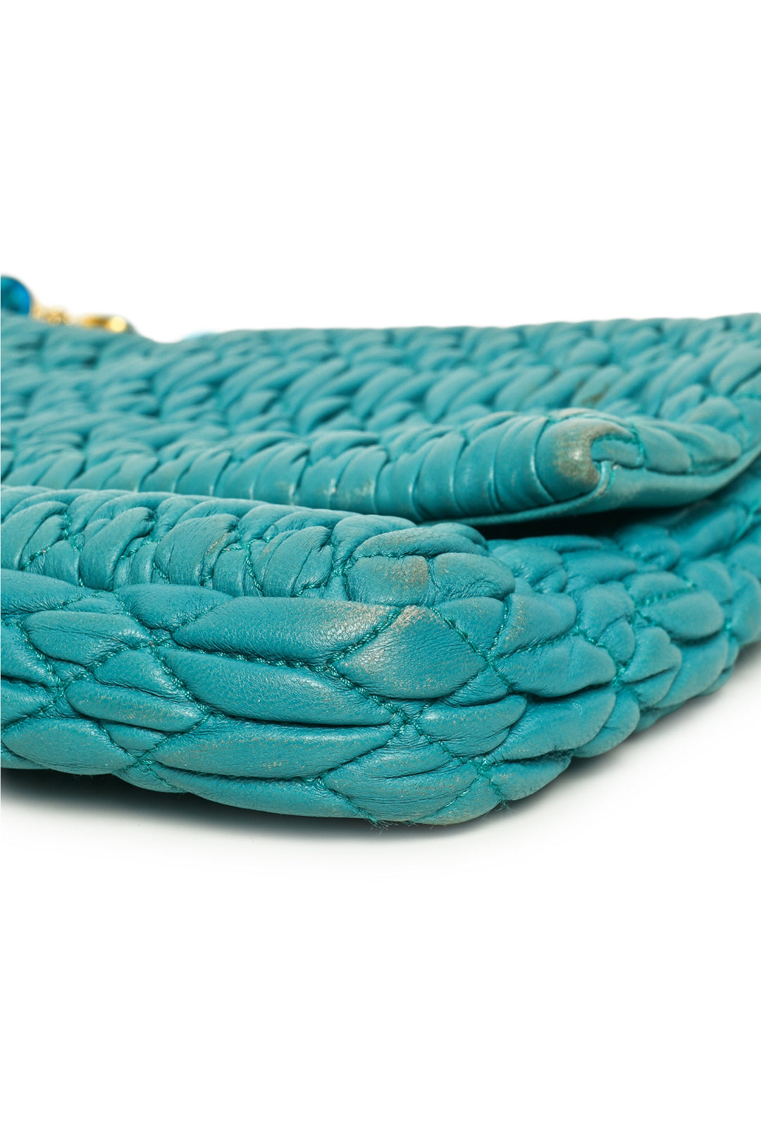 Miu Miu MatelassÃ© Leather Crystal Flap Shoulder Bag