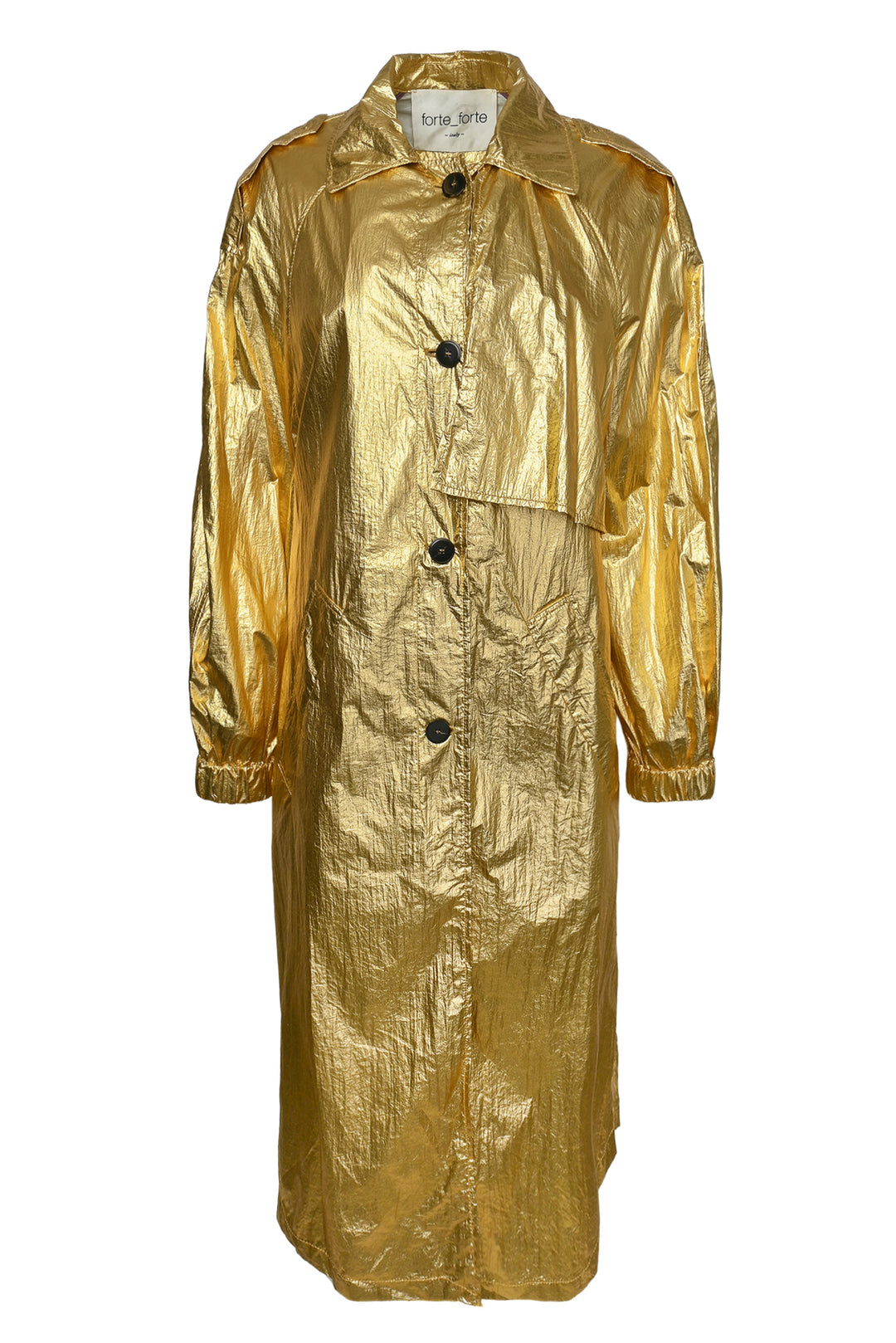Forte_Forte Size 2 Metallic Single Breasted Trench Coat